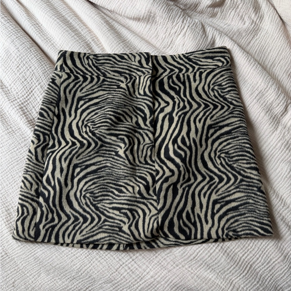 Black and Cream Zebra Print Mini Skirt